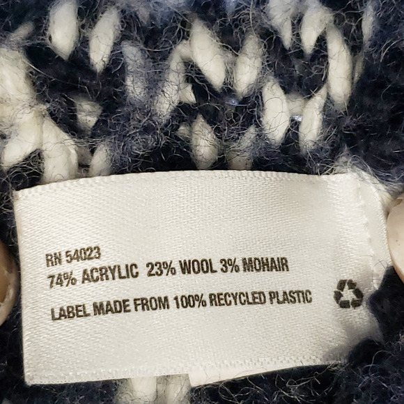 Gap Dark Blue White Chunky Knit Shawl Collar Cardigan Size Extra Small - Picture 6 of 7